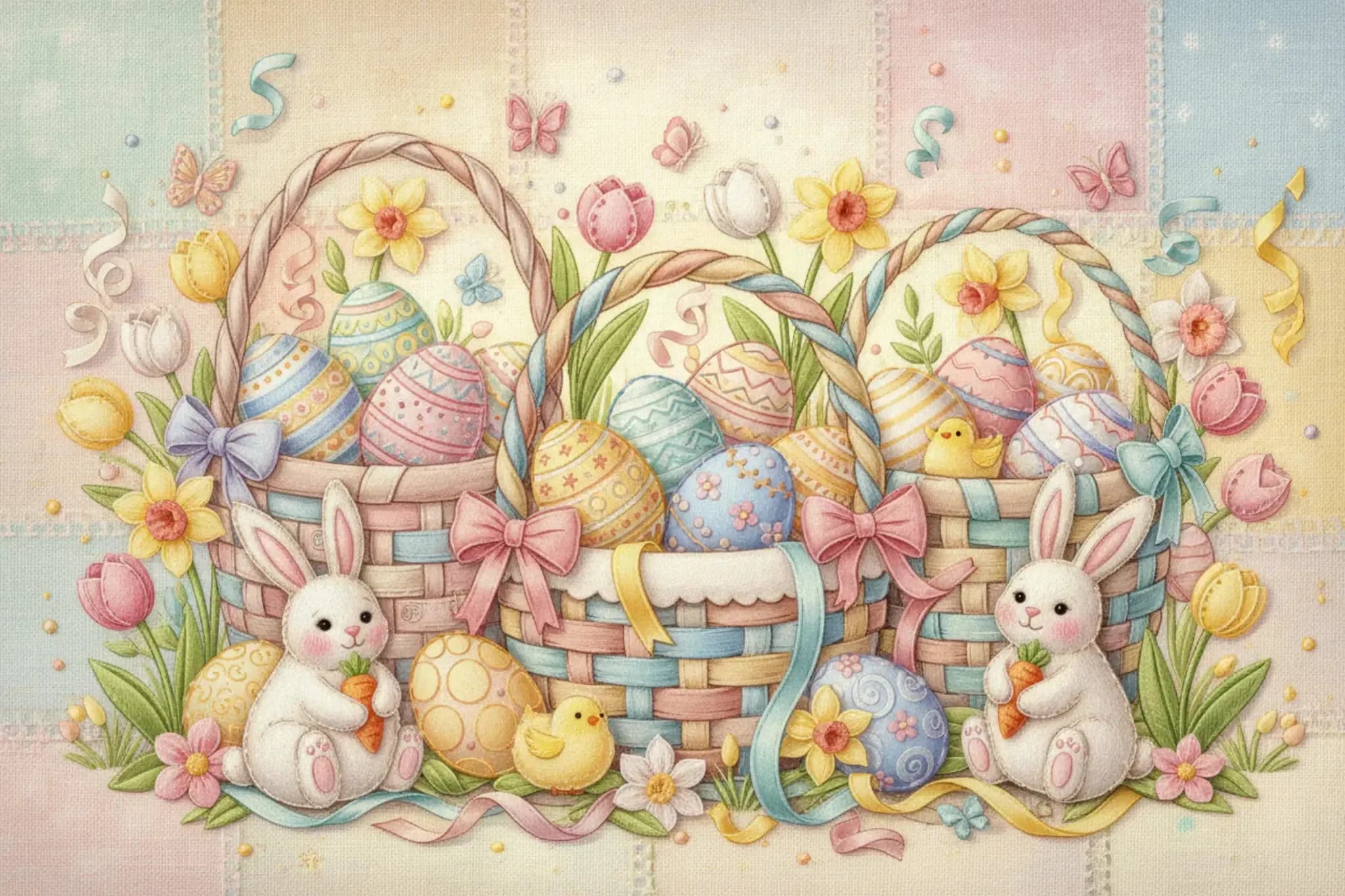 Easter embroidery designs – Easter bunnies, Easter eggs, chicks and spring motifs for embroidery machines by stiXXie