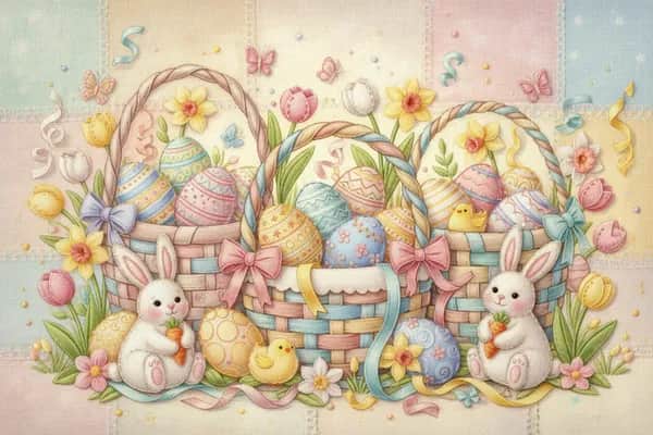 Easter embroidery designs – Easter bunnies, Easter eggs, chicks and spring motifs for embroidery machines by stiXXie