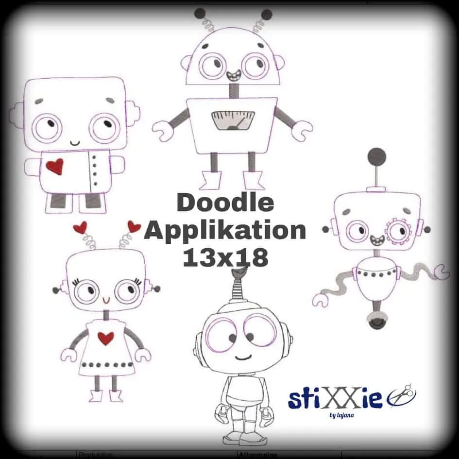 Stickdatei Roboter Robi Set