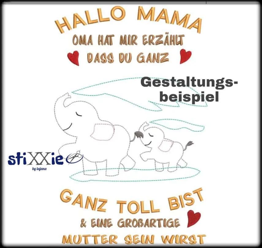 Stickdatei Elefant Elefantenmami