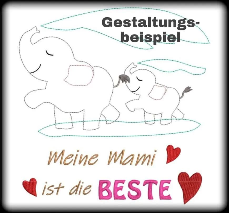 Stickdatei Elefant Elefantenmami