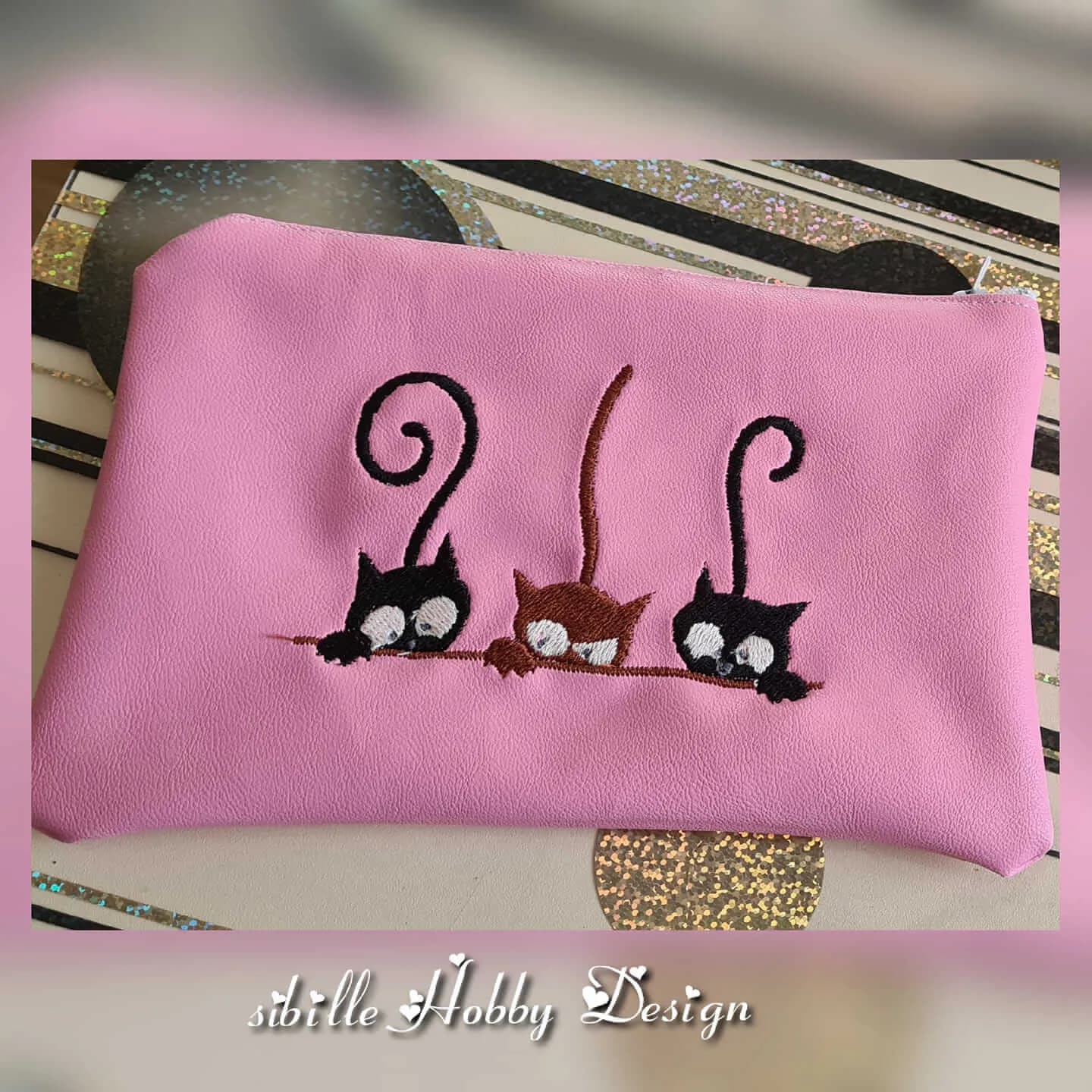 Stickdatei Katze Katzentrio Doodle Applikation