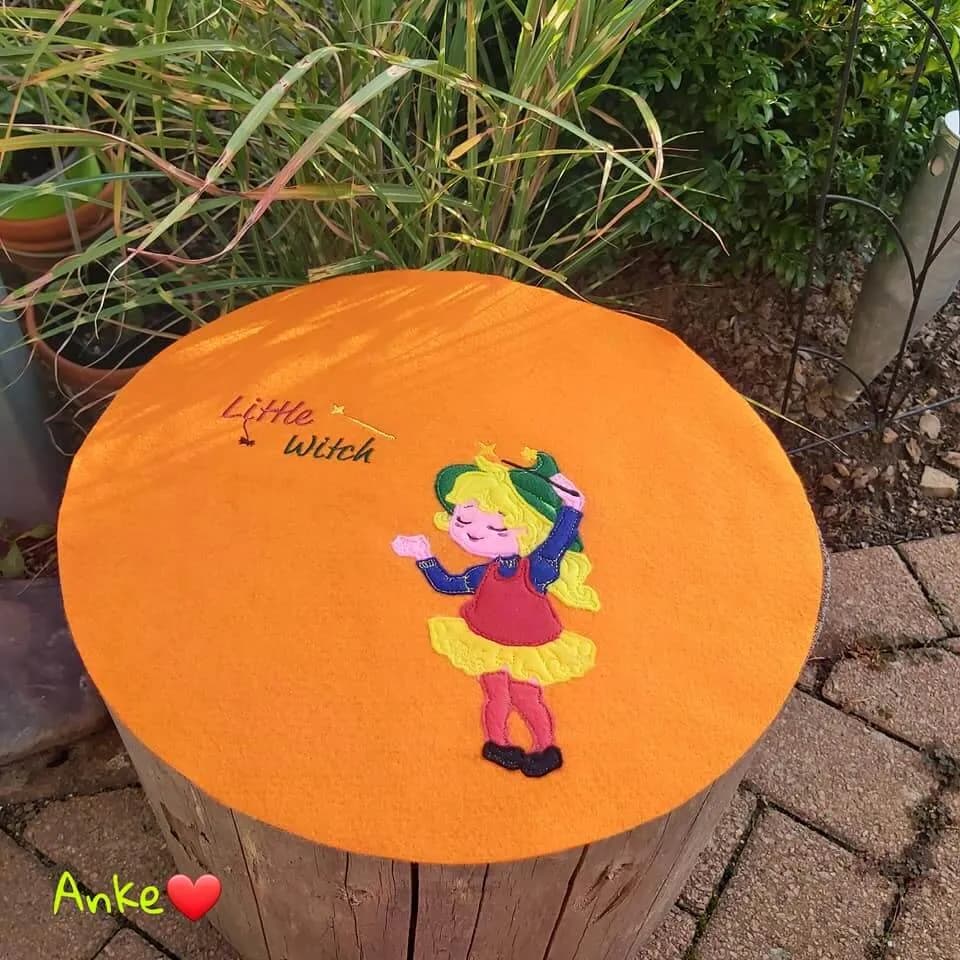 Stickdatei Kleine Hexe Doodle Applikation Set