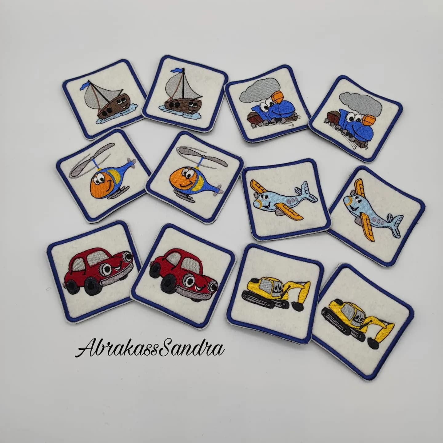 Stickdatei Bagger-Auto-Flugzeug Set 6-teilig