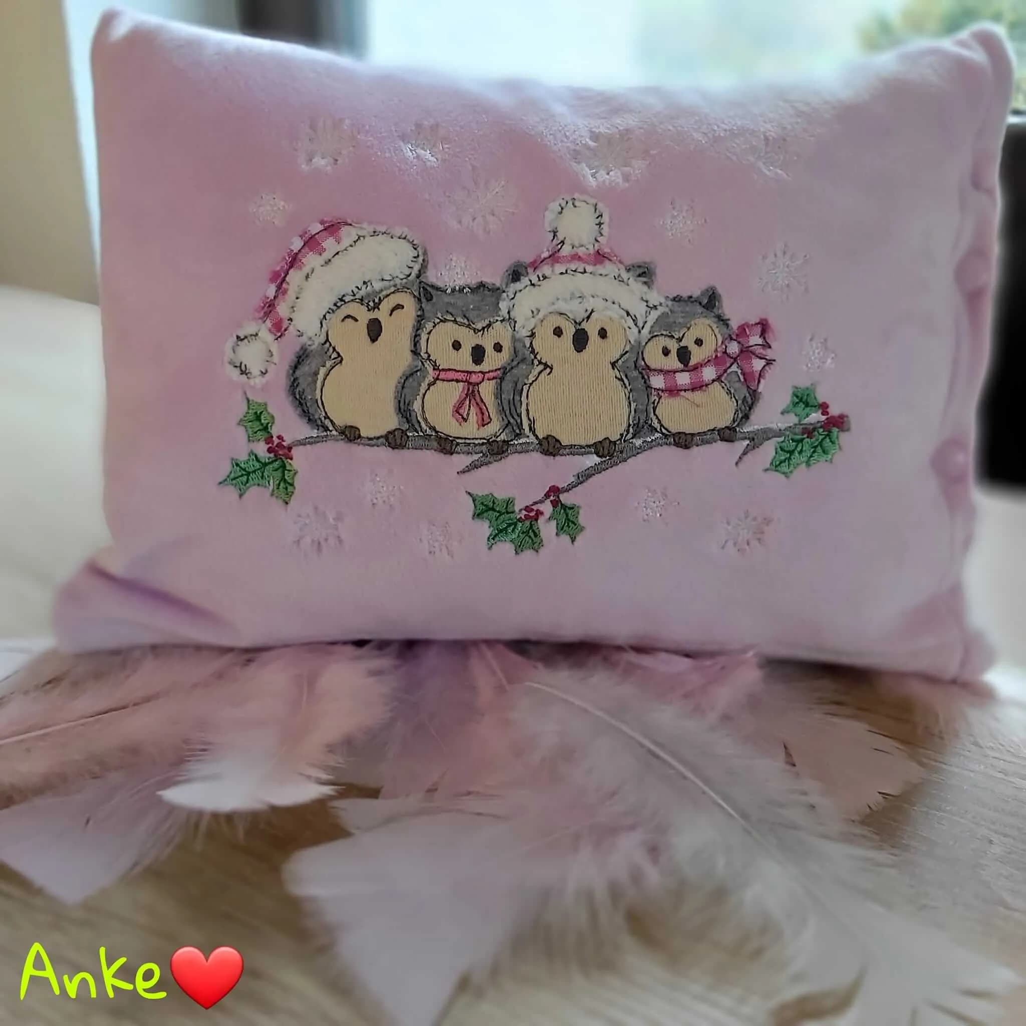 Stickdatei Eulen Winter