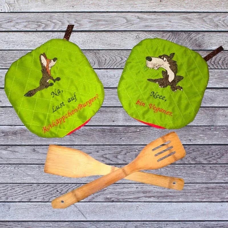 ITH Stickdatei Wolf und Coyote mit Sprüchen