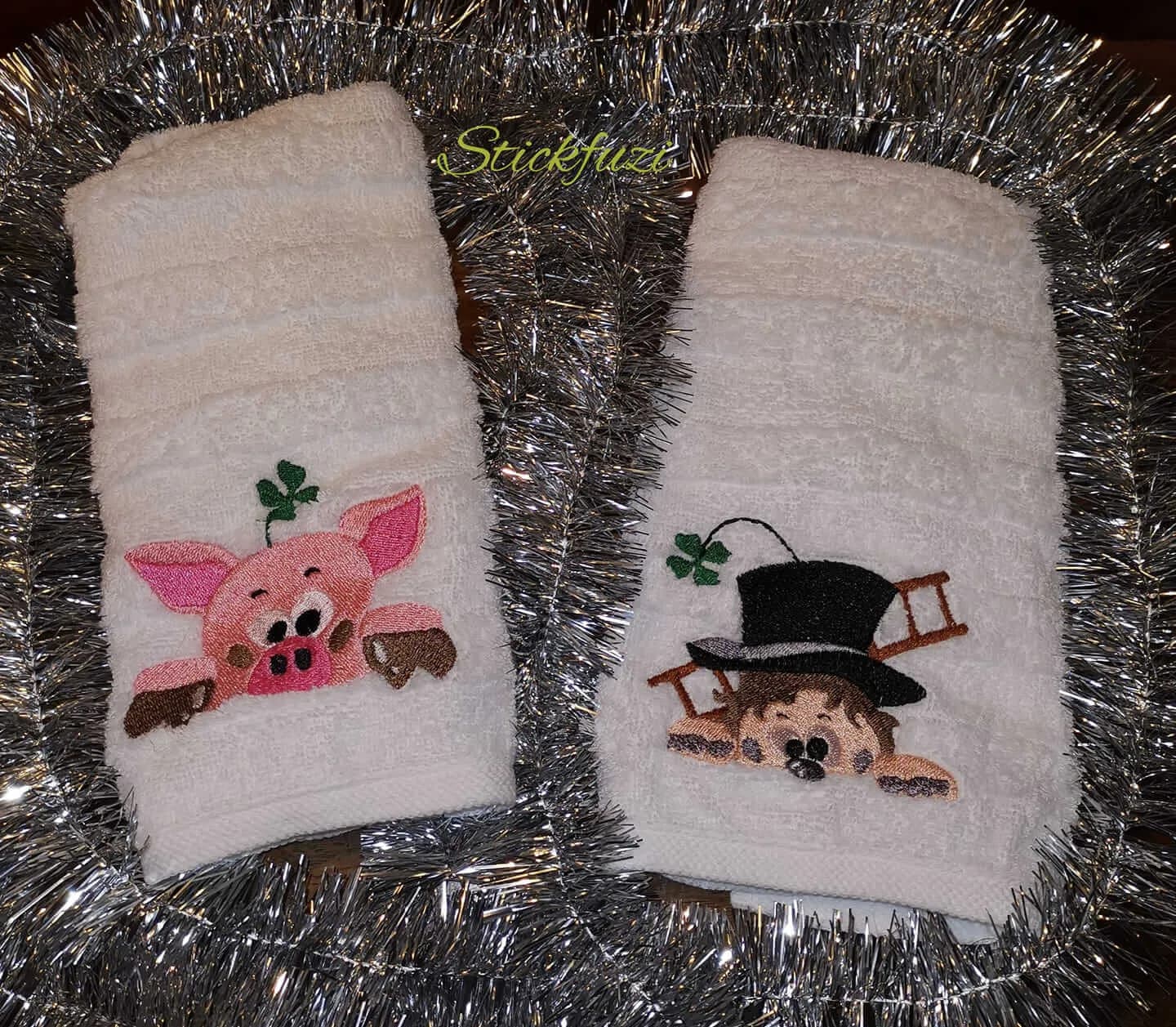 Stickdatei Schornsteinfeger und Schwein