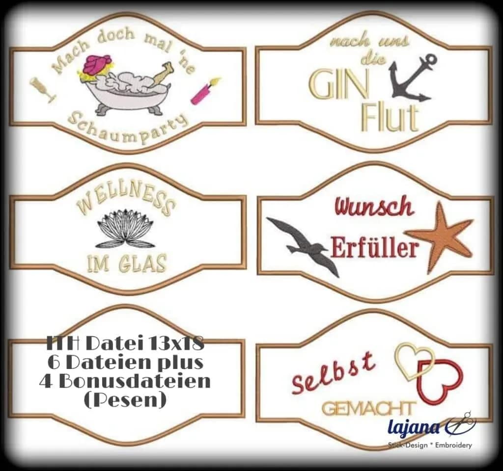 ITH Stickdatei GlasLabel Etiketten