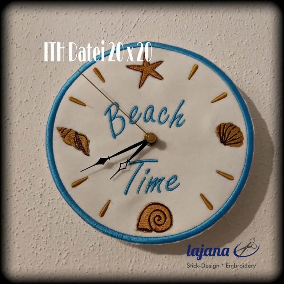 ITH Stickdatei Uhr Beachtime