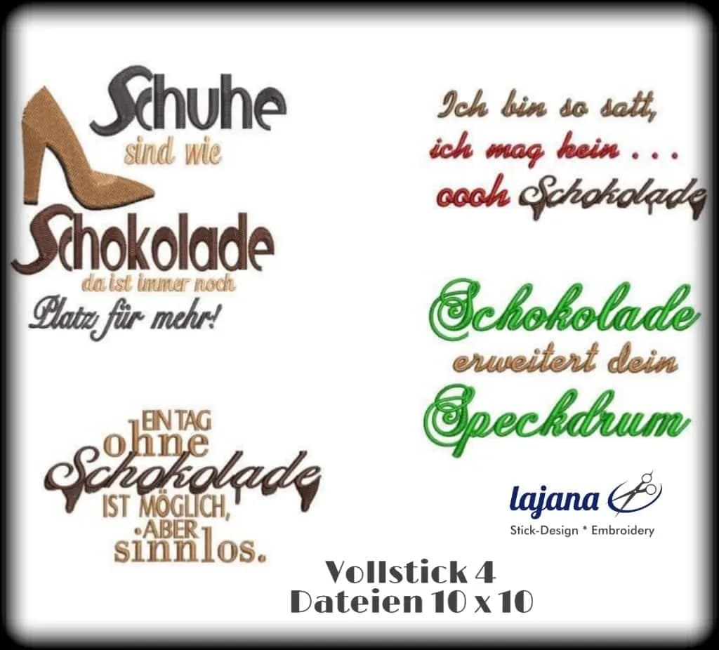 Schokoladen-Sprüche Stickdatei Mega Set | stiXXie