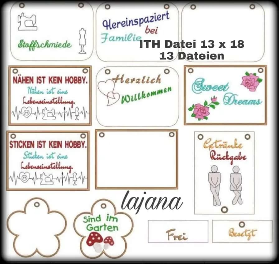 ITH Stickdatei Türschilder Mega Set