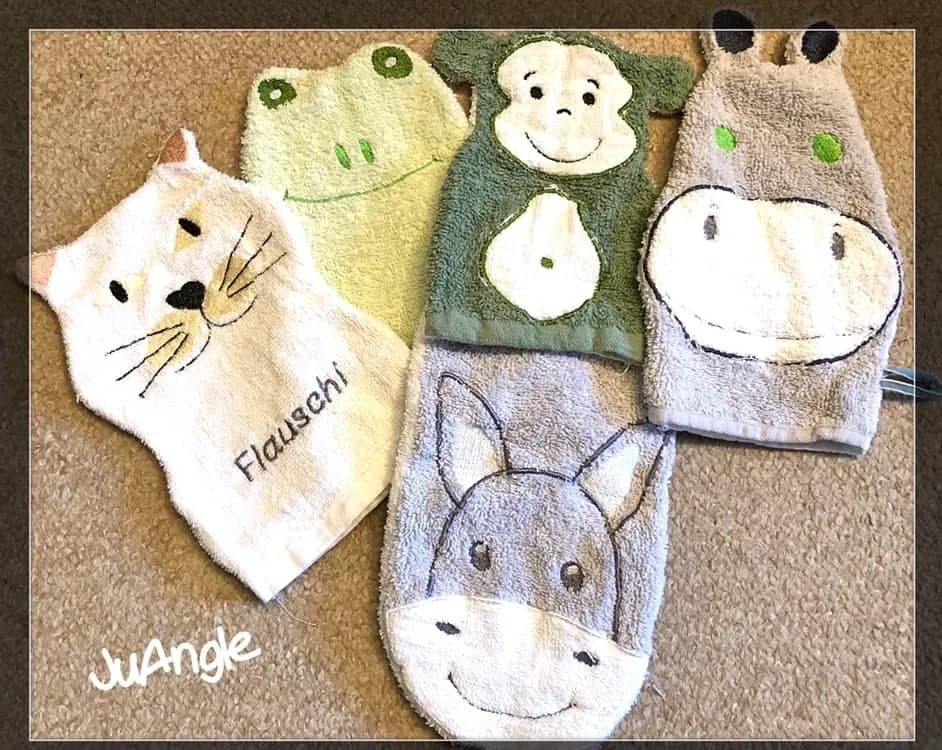 ITH Stickdatei Kinder-Waschlappen Set