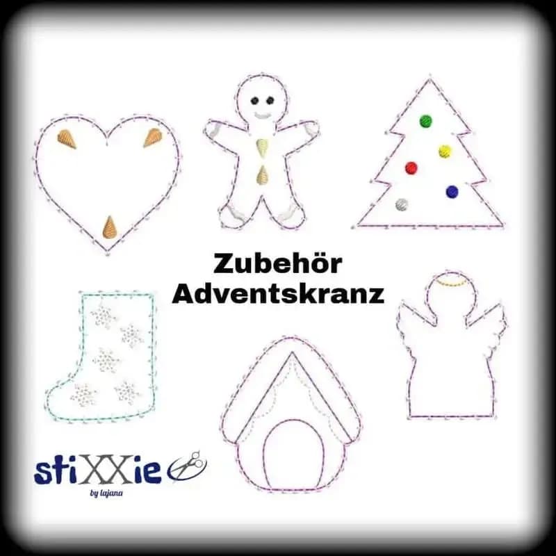 ITH Stickdatei Adventsgesteck 15-Teilig