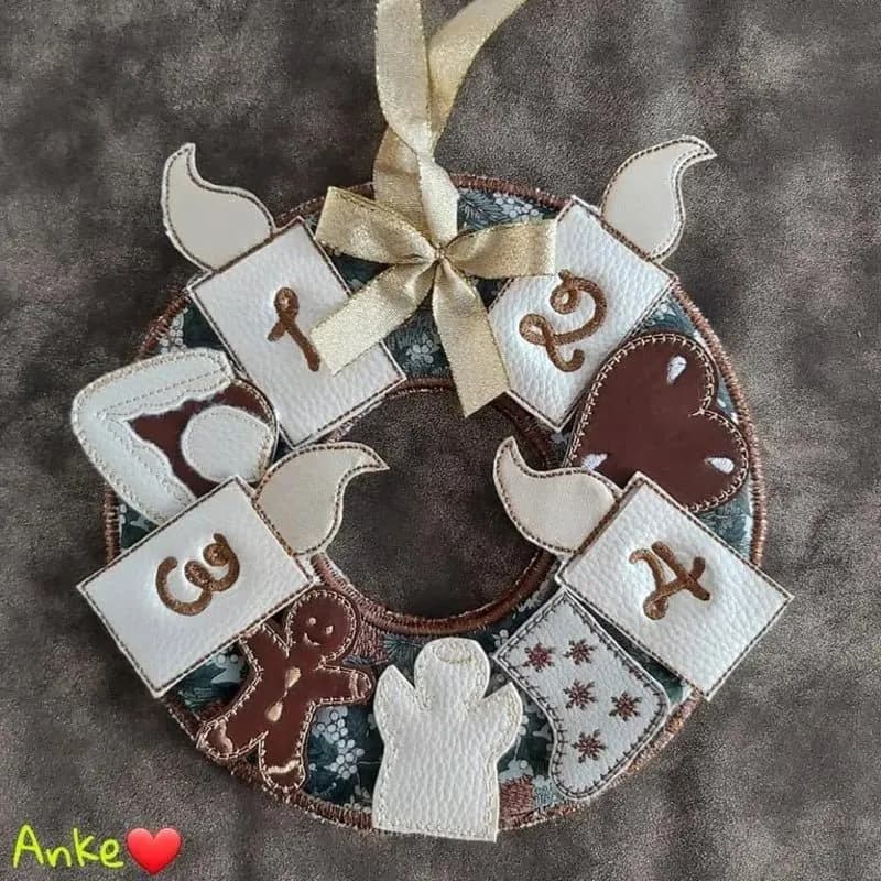 ITH Stickdatei Adventskranz 15-Teilig