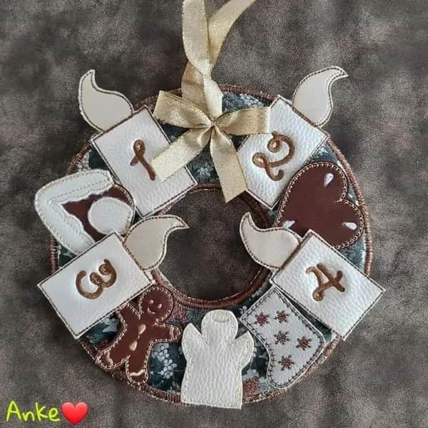 ITH Stickdatei Adventskranz 15-Teilig