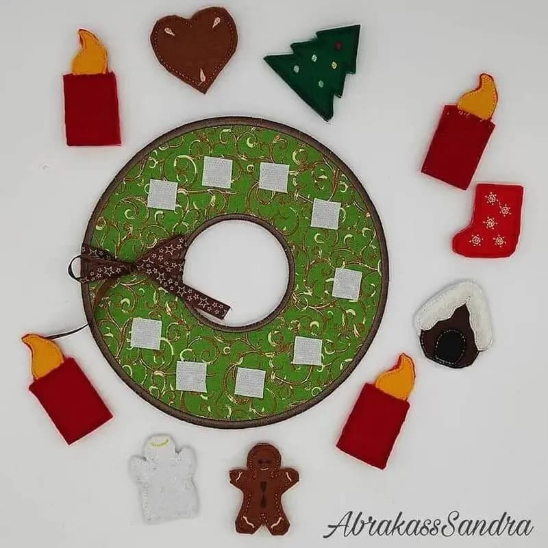 ITH Stickdatei Adventskranz 15-Teilig