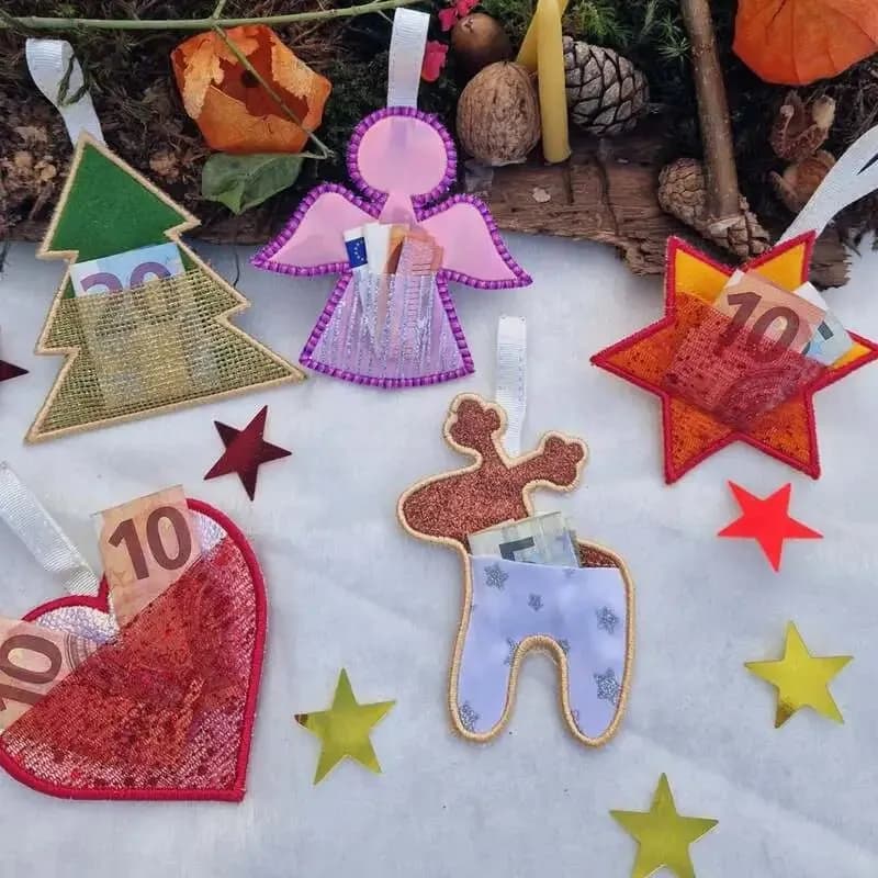 ITH Stickdatei Anhänger Set mit Geldfach