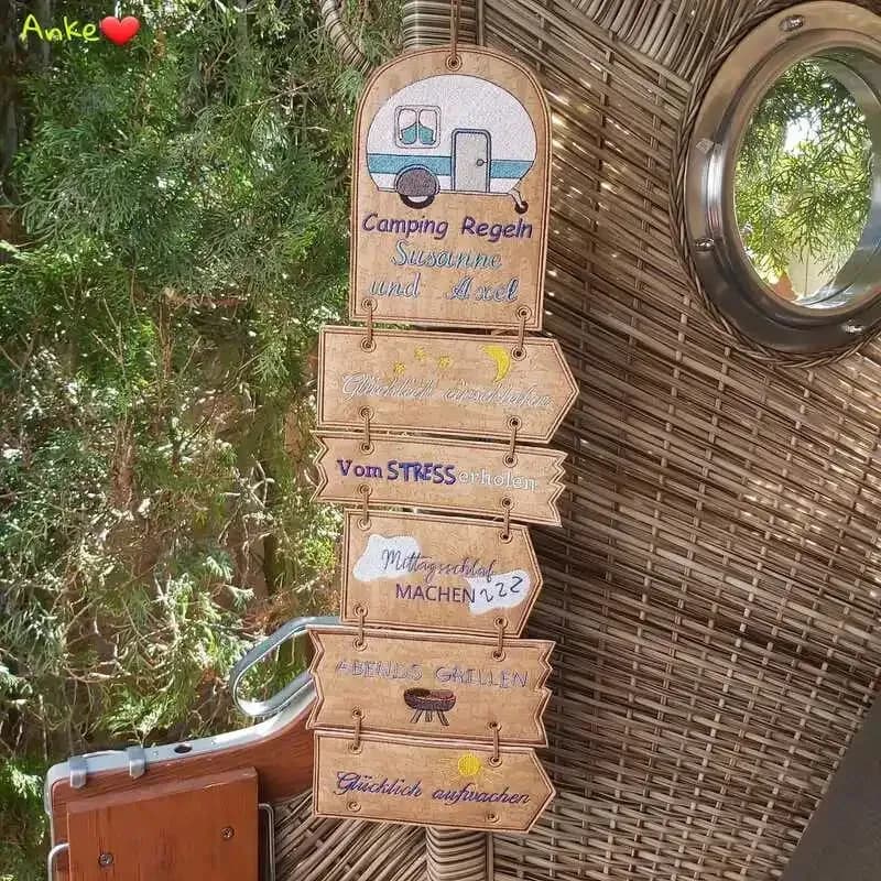 ITH Stickdatei Campingdeko Campingregeln