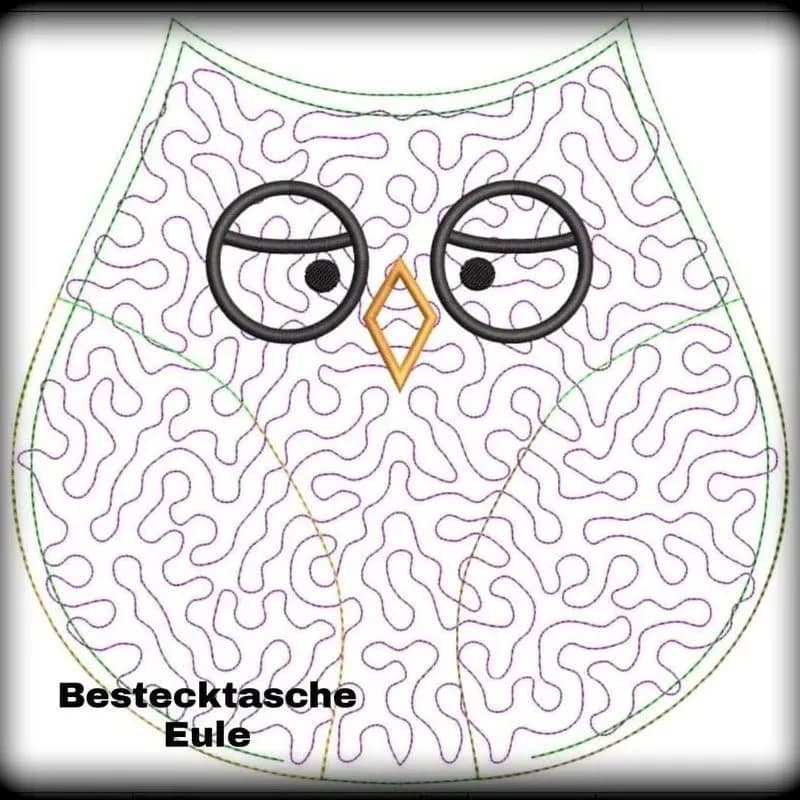 ITH Stickdatei Eule Bestecktasche