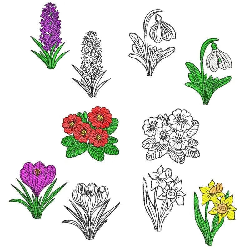 ITH Stickdatei Frühblüher