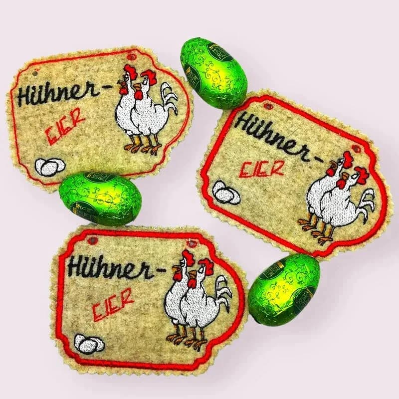 ITH Stickdatei Hühner Anhänger
