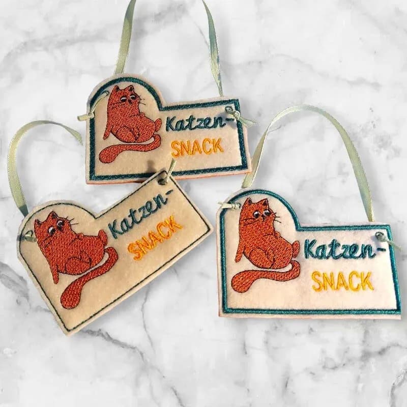 ITH Stickdatei Katze Anhänger