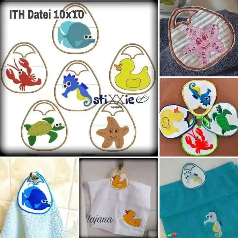 ITH Stickdatei Maritim Handtuchhänger Set
