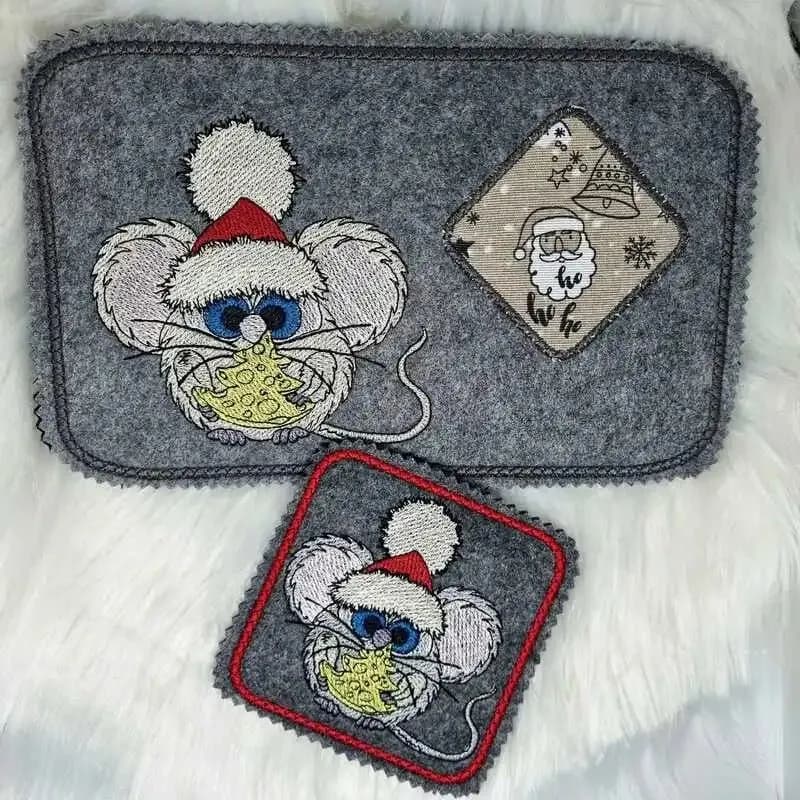 ITH Stickdatei Mugrug Weihnachtsmaus