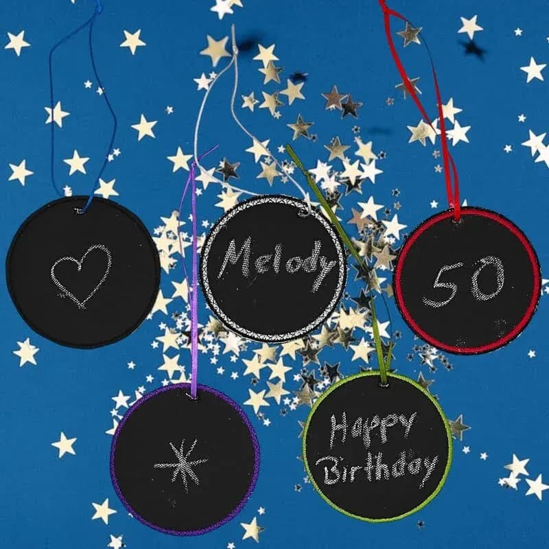 ITH Stickdatei Plaketten und Stabfiguren rund Blanko