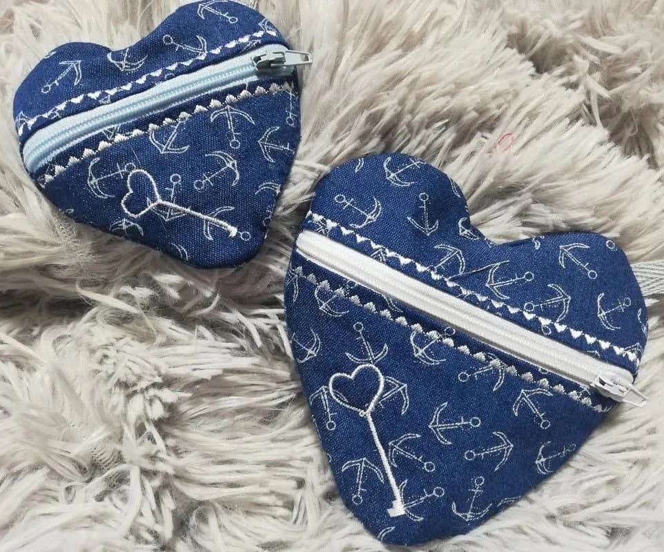 ITH Stickdatei Schlüsseltasche Herz