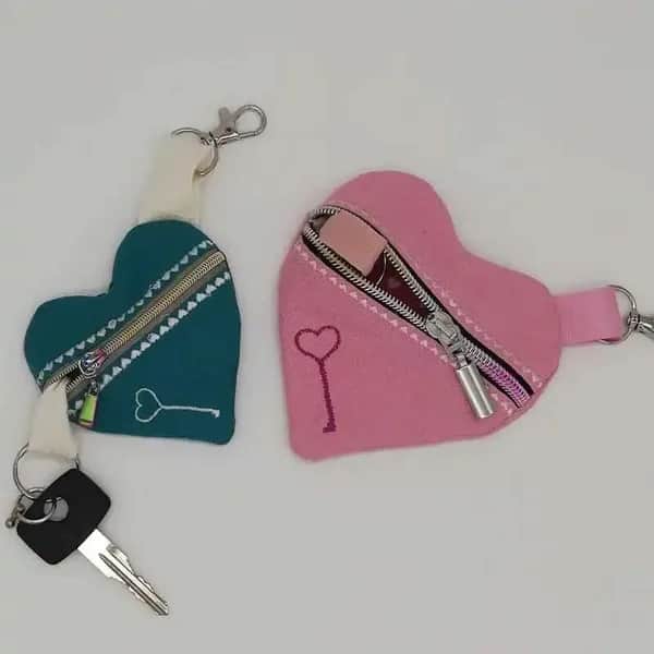 ITH Stickdatei Schlüsseltasche Herz