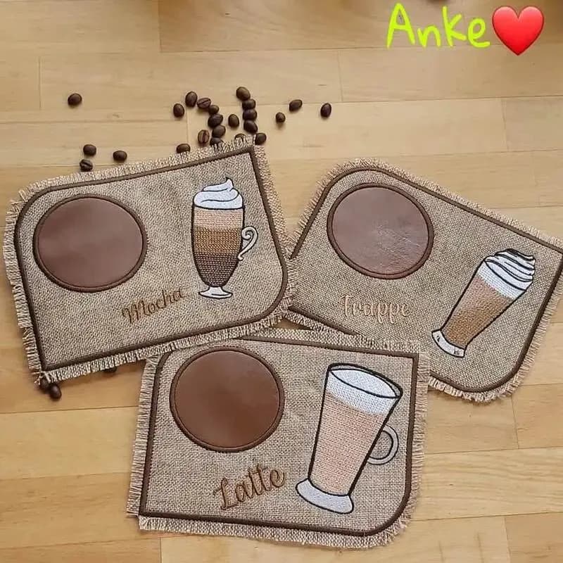 ITH Stickdatei Set Tassenlounge Kaffee und Einzelmotive