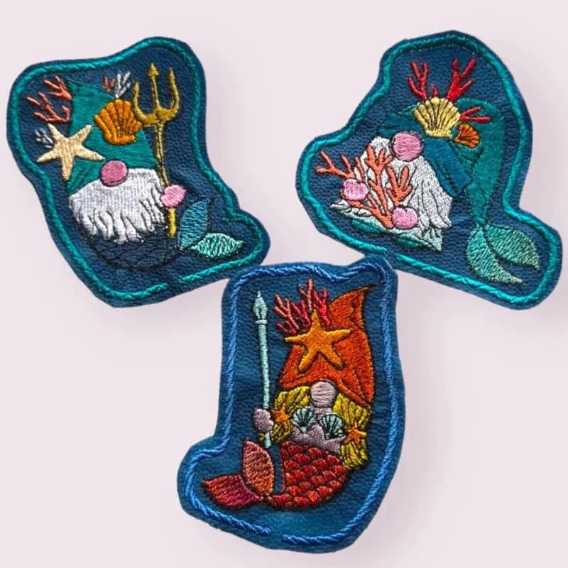 ITH Stickdatei Stabfigur und Vollstick Wichtel unter dem Meer