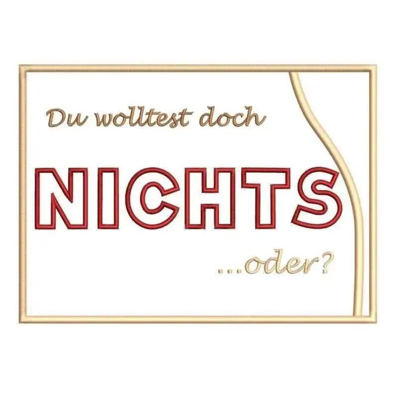 ITH Stickdatei Tasche Hülle Nichts