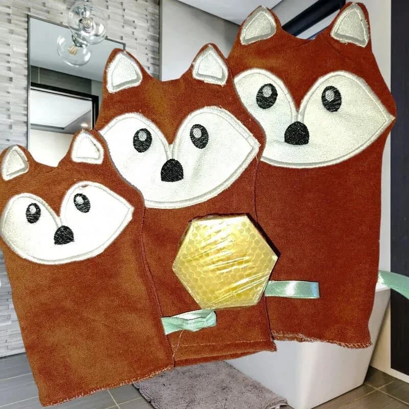 ITH Stickdatei Tierwaschlappen und Fingerpuppen