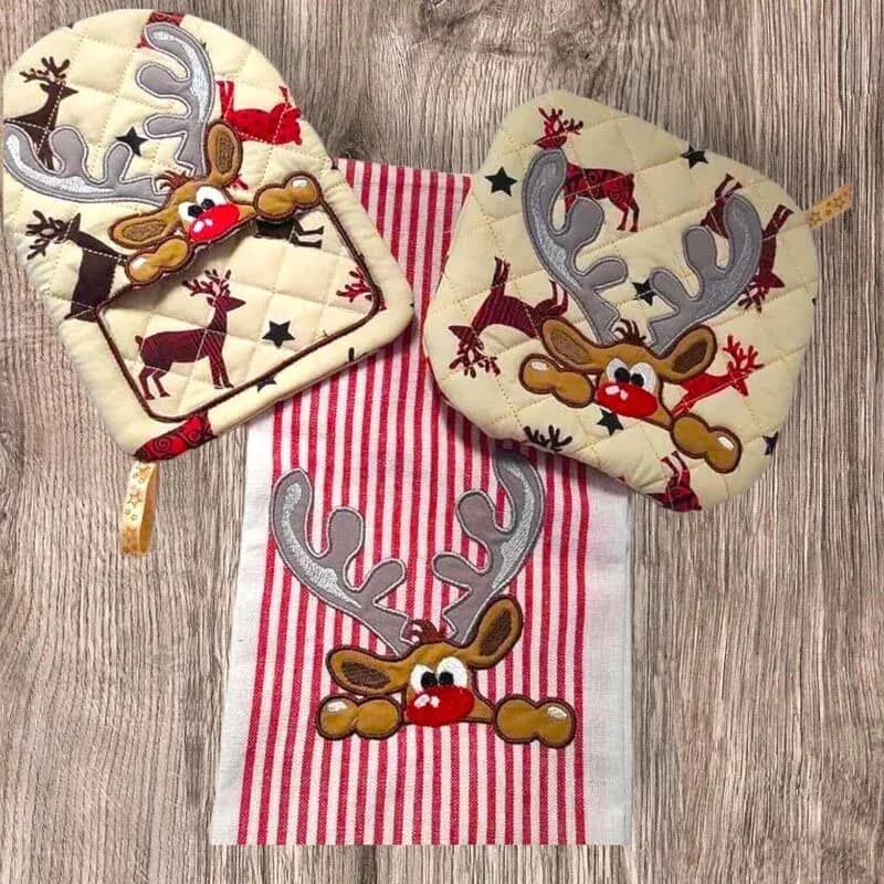 ITH Stickdatei Topfhandschuh Weihnachtsmotive