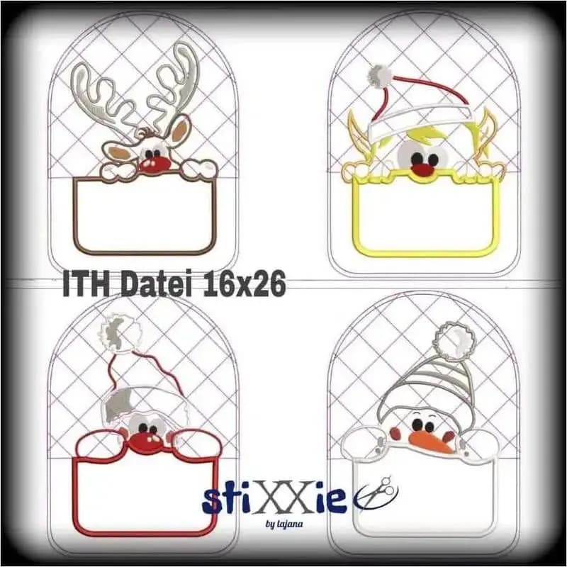 ITH Stickdatei Topfhandschuh Weihnachtsmotive