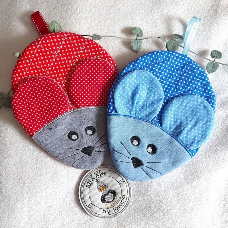 ITH Stickdatei Topflappen Maus