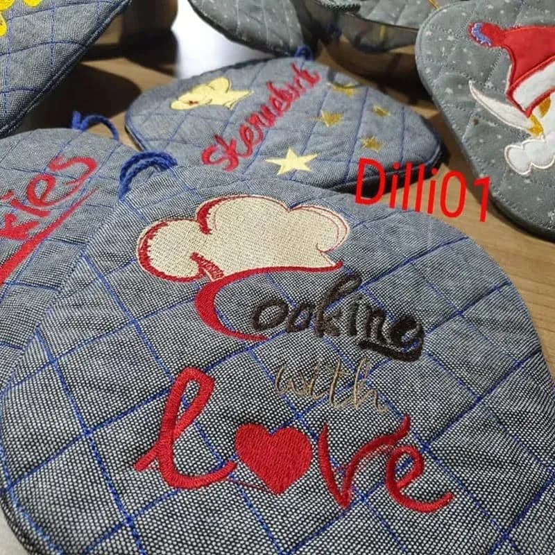 ITH Stickdatei Topfi Topflappen mit Motiven