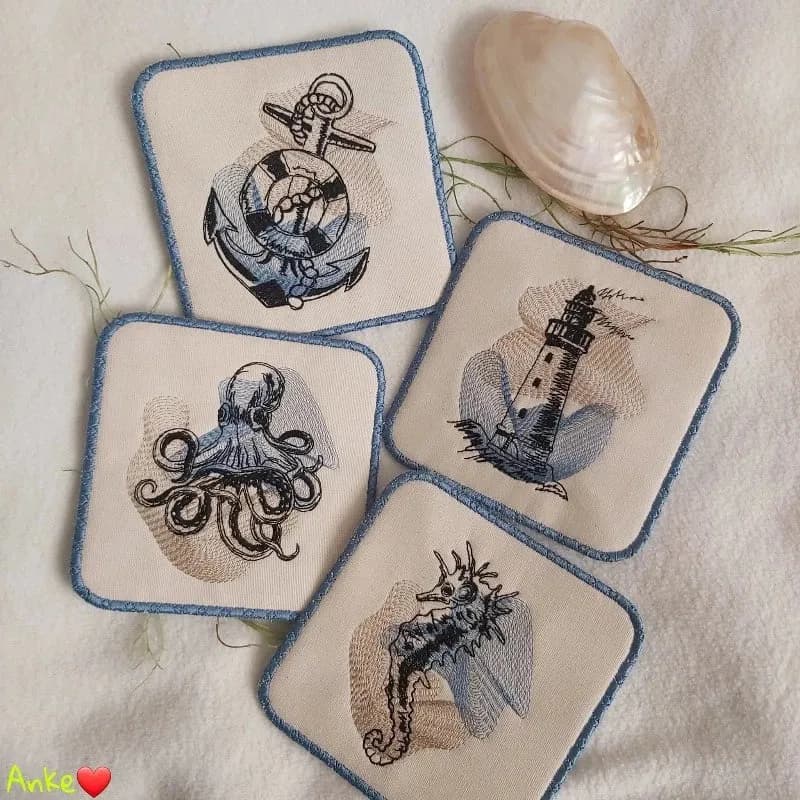 ITH Stickdatei Untersetzer eckig Blanko