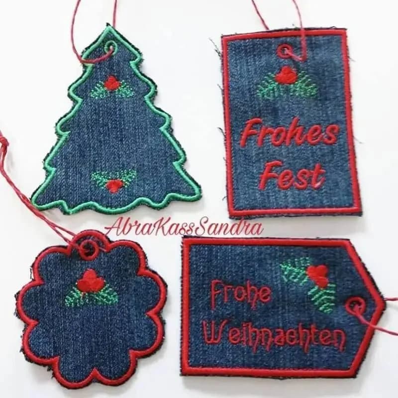 ITH Stickdatei Weihnachten Geschenkanhänger-Set