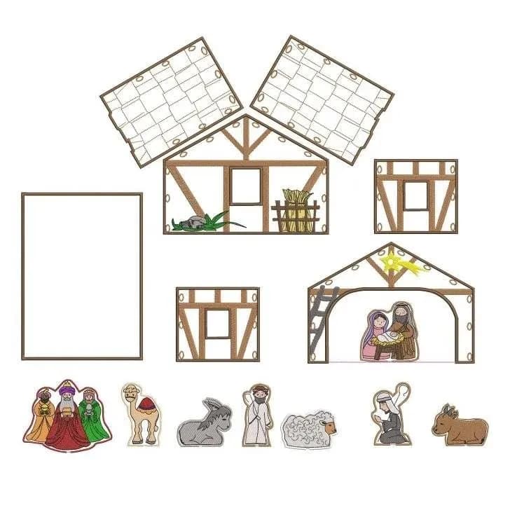 ITH Stickdatei Weihnachtskrippe mit allen Figuren