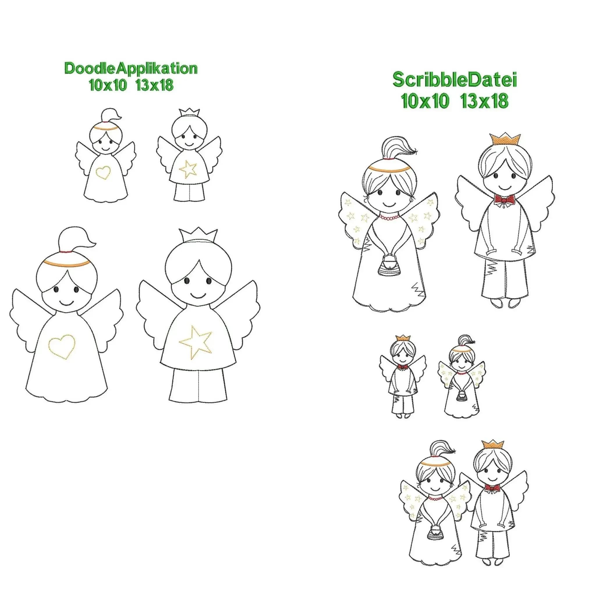 Engel Stickdatei & Applikation - Schutzengel für Kinder 10x10 13x18