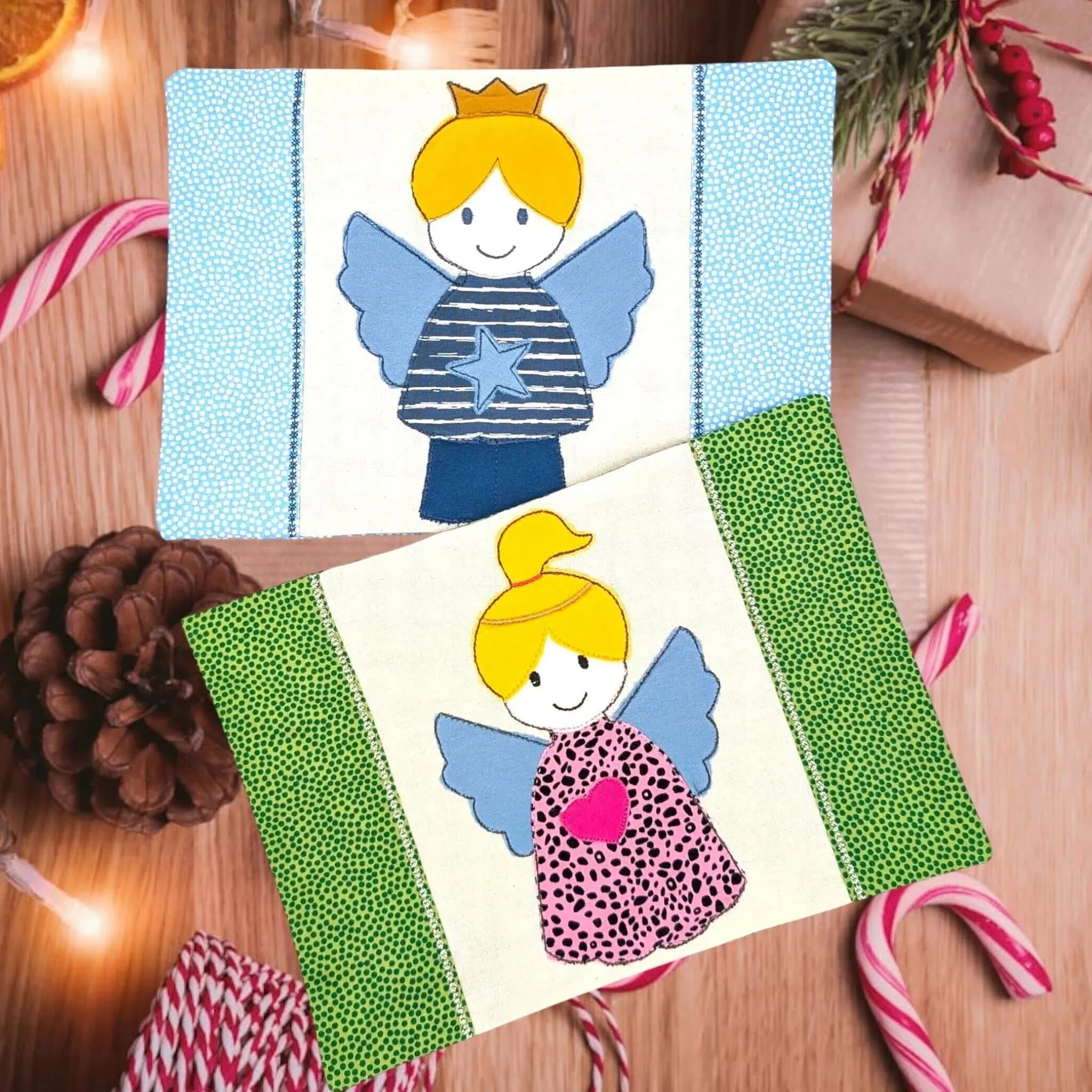 Engel Stickdatei & Applikation - Schutzengel für Kinder 10x10 13x18