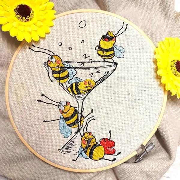 Stickdatei Bees have fun - Bienen haben Spaß