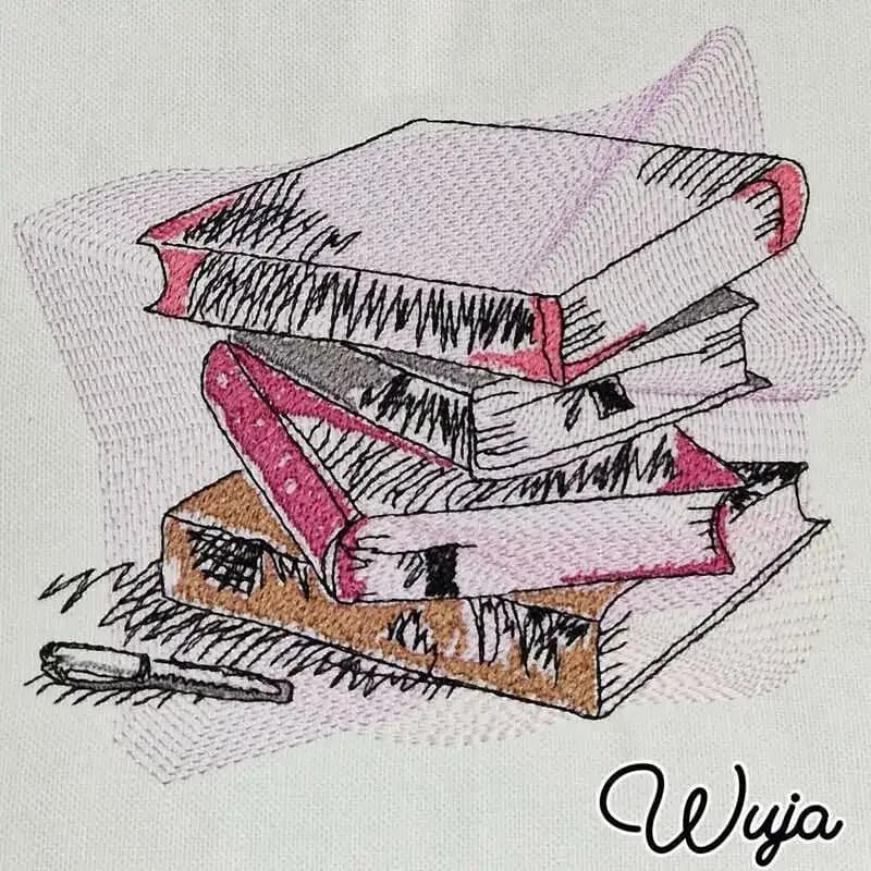 Stickdatei Bücher Bücherstapel