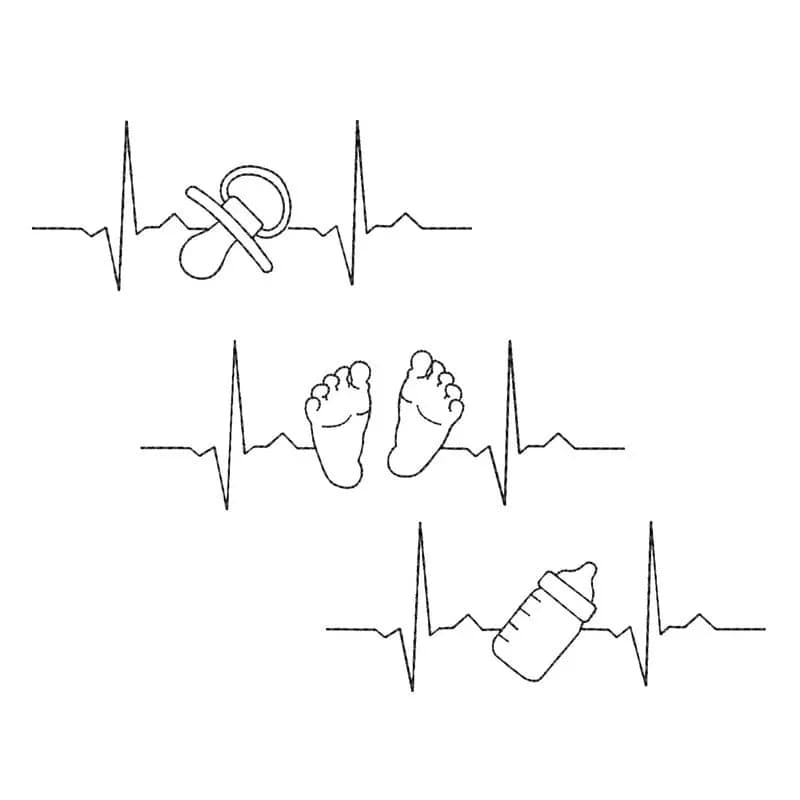 Stickdatei EKG Linien Baby