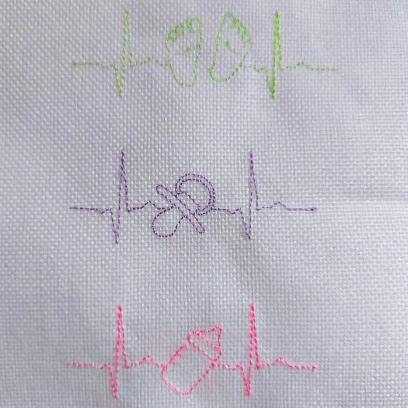 Stickdatei EKG Linien Baby