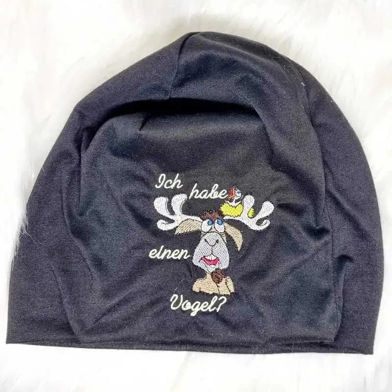 Stickdatei Elch mit Vogelnest und Noten