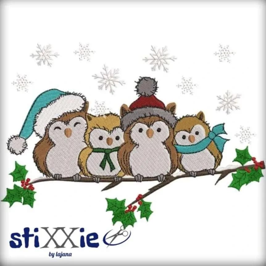 Stickdatei Eule Wintereulen